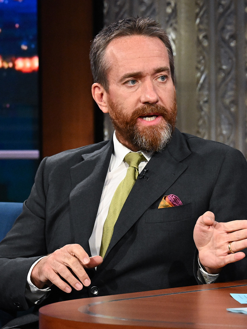 #MatthewMacfadyen plays his #Succession role so well, it's still a shock to hear his natural British accent. #Colbert