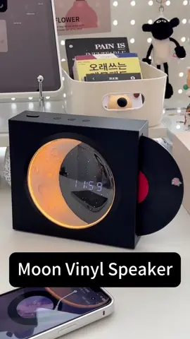 More than just a speaker #bluetoothspeaker #vinyl #moon #digitalclock #giftideas #homedecortiktok  