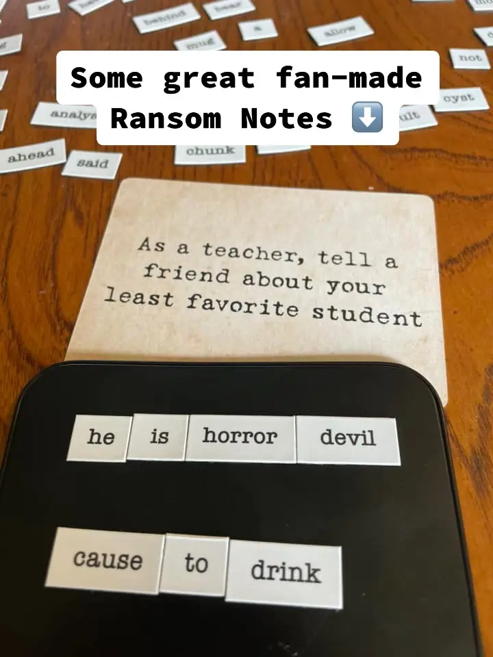 Thanks to everyone for sharing your Ransom Notes with us! You guys are way better at writing answers than we are 😂  #ransomnotes #fans #fan #boardgame #LetsPlay #game #GameNight 