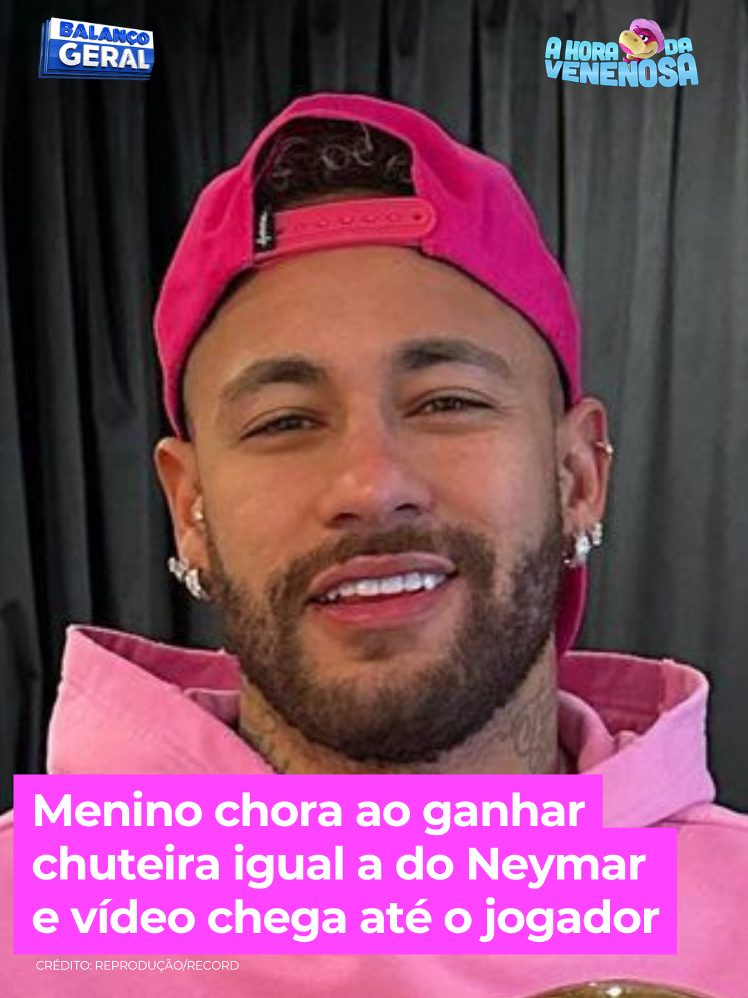 Em comentário na internet, Neymar chegou a perguntar quem era o menino. A produção de #AHoraDaVenenosa foi atrás dele, que enviou um vídeo especial e contou o quanto é fã do jogador. A assessoria de Neymar prometeu enviar um presente para Cauã. Olha só! #BalançoGeral #neymar #fã #chuteira