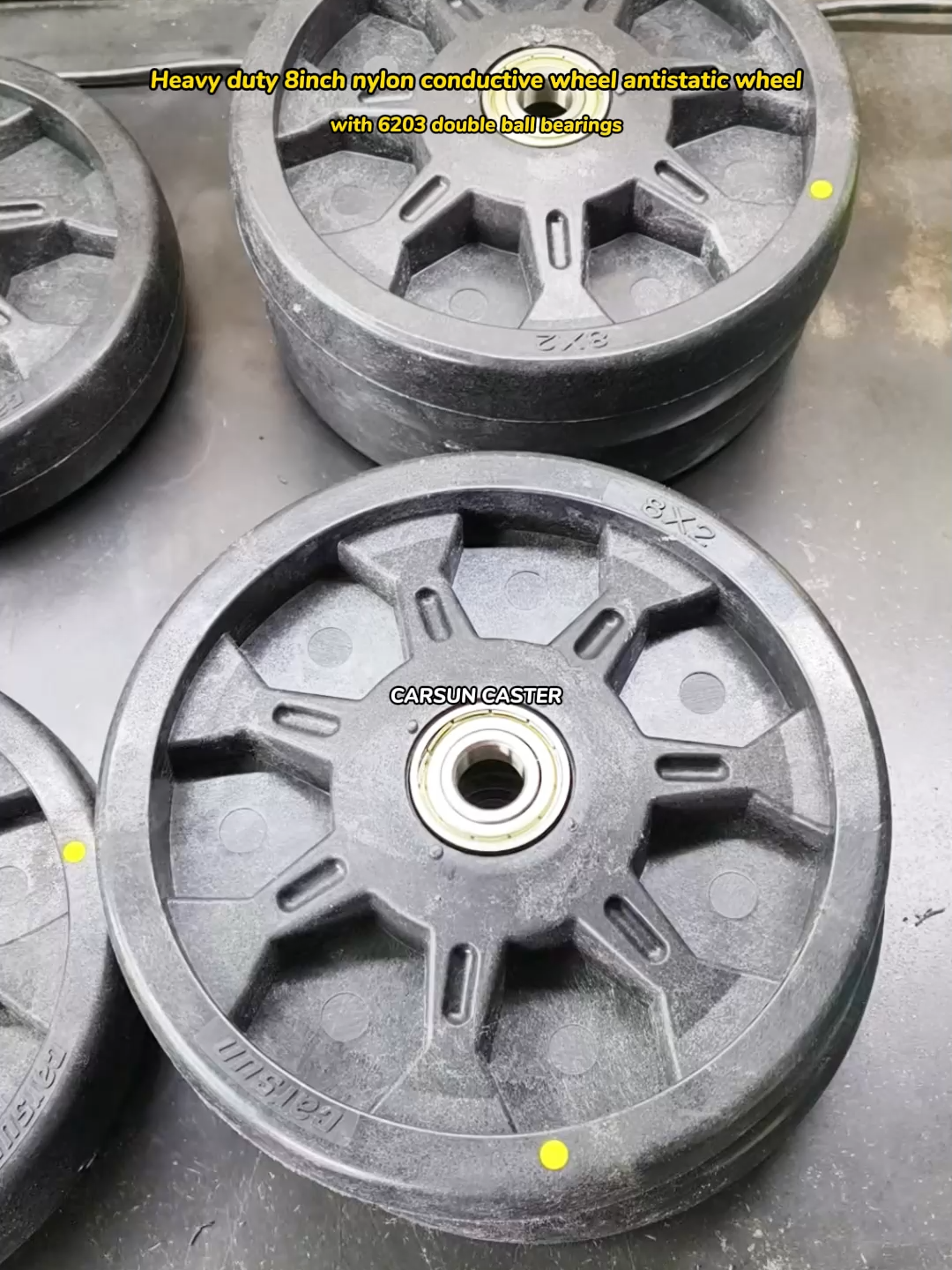 Heavy duty 8inch nylon conductive wheel antistatic wheel with 6203 double ball bearings #casters #wheels #casterwheel #factory #supplier #manufacturer #carsuncaster