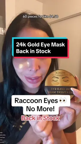 Finally back in stock these 24k gold eye patches actually work… no more looking like a racoon #24kgold #eyemask #darkcircles #undereyebags #skincaretips #skincareroutine #skincaretips #GlowUp #glowuptips #racooneyes #fyp #foryou #foryoupage #tiktokshop #tiktokmademebuyit ✨✨✨💙
