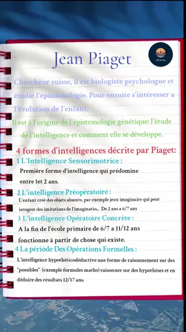 Petite fiche sur un personnage très important de la psychologie (psychologie du développement) Jean Piaget. Si t'as des questions n'hésite surtout pas à les poser en commentaire 😉👍 #psychologie #fichederevisions #psycho #piaget #psychology 