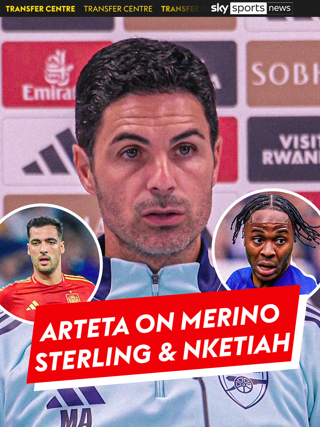 Mikel Arteta discusses Mikel Merino, Eddie Nketiah & Raheem Sterling #Arteta #Arsenal #Merino #Sterling #footballtiktok