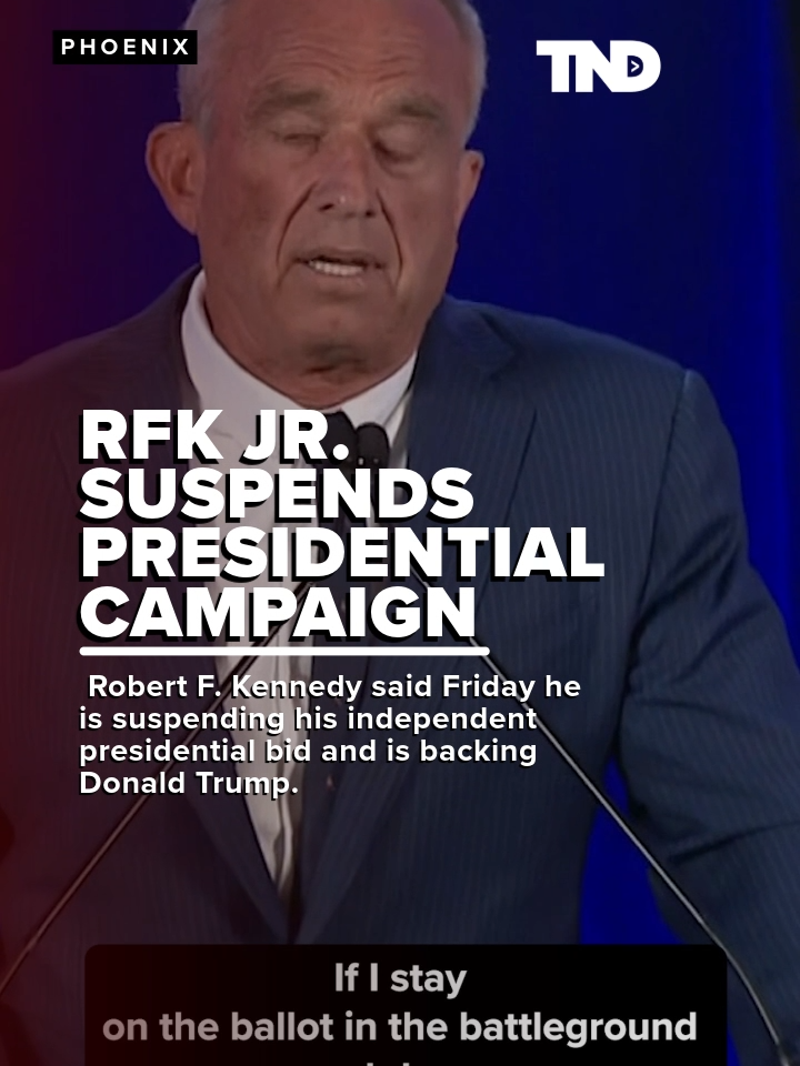 Robert F. Kennedy said Friday he is suspending his independent presidential bid and is backing Donald Trump.