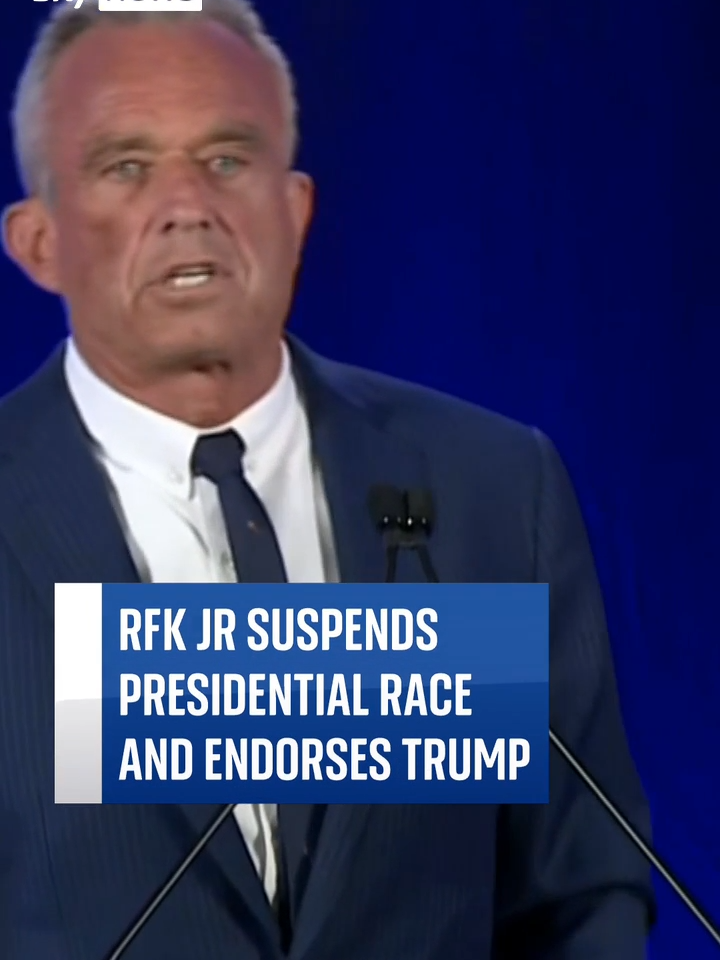 Robert F #Kennedy Jr explains why he endorses Donald #Trump after suspending his presidential #campaign. Speaking at a news conference, Mr Kennedy said he had spoken to Donald Trump on several occasions and despite being a "ferocious critic" of Mr Trump, they have found common ground on ending the war in #Ukraine. #skynews