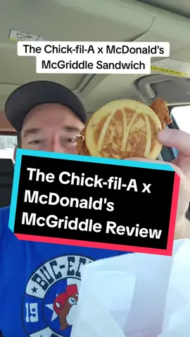 I love this sandwich and I need to find a way to get this without having to go to both places, but McDonald's and Chick-fil-A have a chance to achieve greatness here. It was about $5 for me so not too bad - would you give this a try? #mcdonalds #chickfila #fastfood #fastfoodlife #foodhacks #chickensandwich #mcgriddle #breakfast #foodreview #FastFoodReview 