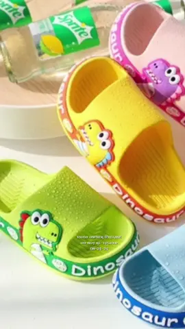 Cute Dinosaur Cartoon Design Non-slip safety Slides Sandals For Kids!😍🦋 #slippers #sandal #kidsslipper #sandalforkids #reeegine 