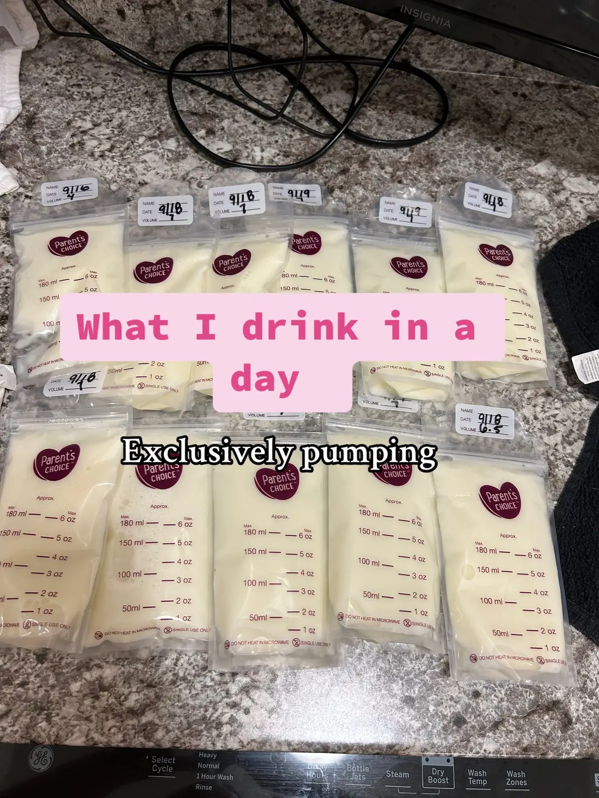 What i drink in a day exclusively pumping!! 🤍🤍 #fyp #viral #breastfedbabe #postpartum #whatidrinkinaday #baggingbreastmilk #exclusivelypumping #frozenbreastmilkstash @Stanley 1913 @Starbucks 