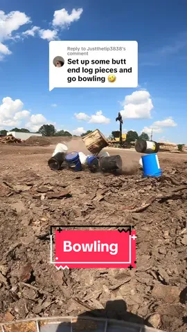 Replying to @Justthetip3838 challenge accepted. bowling with a knuckle boom loader. Its not butt ends. But its 10 buckets. #bowling #strike #challenge #loaderman559 #fypage #fypシ゚viral #foryourepage #trending #repost #machine 