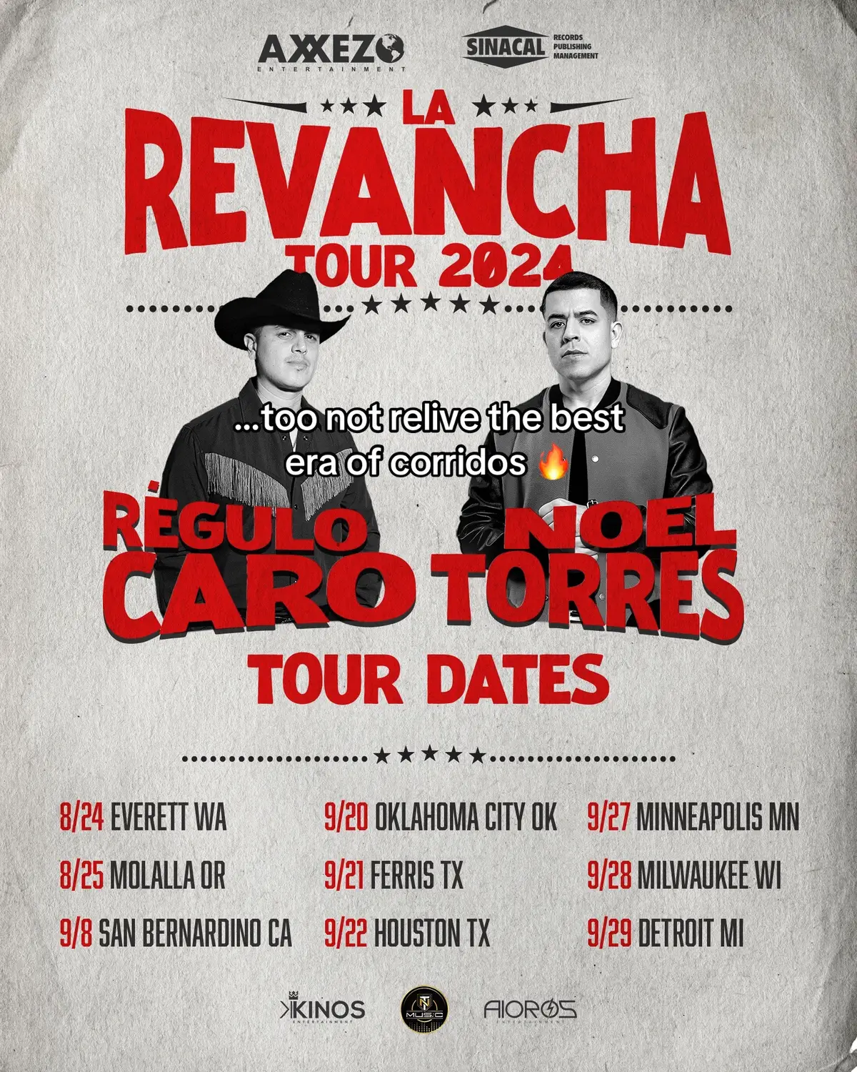 Corridos progresivos are back with La Revancha Tour | @NoelTorres @Regulo Caro #regulocaro #noeltorres #larevanchatour #axxezoent #fypp #parati #concert #tour #concierto #fypツ 