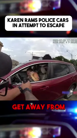 Entitled Karen Rams Police Cars in Attempt to Escape #bodycam #bodycampolice #cops  #police  #copsusa🚔🇺🇸 #policeofficer  #policeusa #fyp 