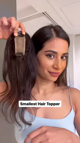 Smallest hair topper for women experiencing early stages of hair thinning. Cover hair thinning and bald spots instantly with just 2 clips! Product used - 1.5x3” Silk Topper in 12” Natural Black Brown #hairextensions #1hairstop #hairtopper 