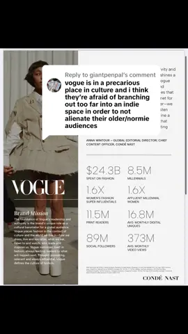 Replying to @giantpenpal this a phenomenal take! I did some research on what you said and your right! The only thing im confused on is why choose public figures with large gen -z fan bases .. if you wont appeal to them☁️🤍🫖 #vogue #bratsummer #mediakit #fashionopinions #fypシ゚viral #fashionhacks #fashiontalk 