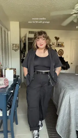 recent soft grunge outfits :-) #summerstyle #plussizestyle #softgrunge #casualoutfits #OOTD #outfitideas #outfitinspo #creatorsearchinsights #ginghamshorts #boxershort #allblack 
