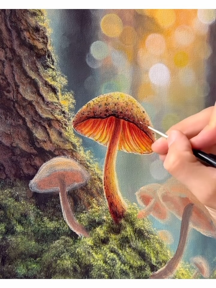 Fabulous 😍. Spot on with the details  . By @colorbyfeliks . . #art #painting #artwork #oilpainting #fungi