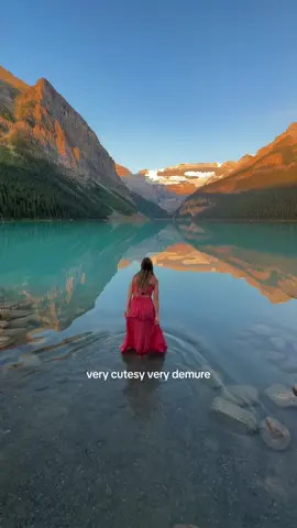 Glacier water is no joke 🥶 #lakelouise #banff #canada #travel #traveltiktok #traveltok #travellife #demure #verydemure 