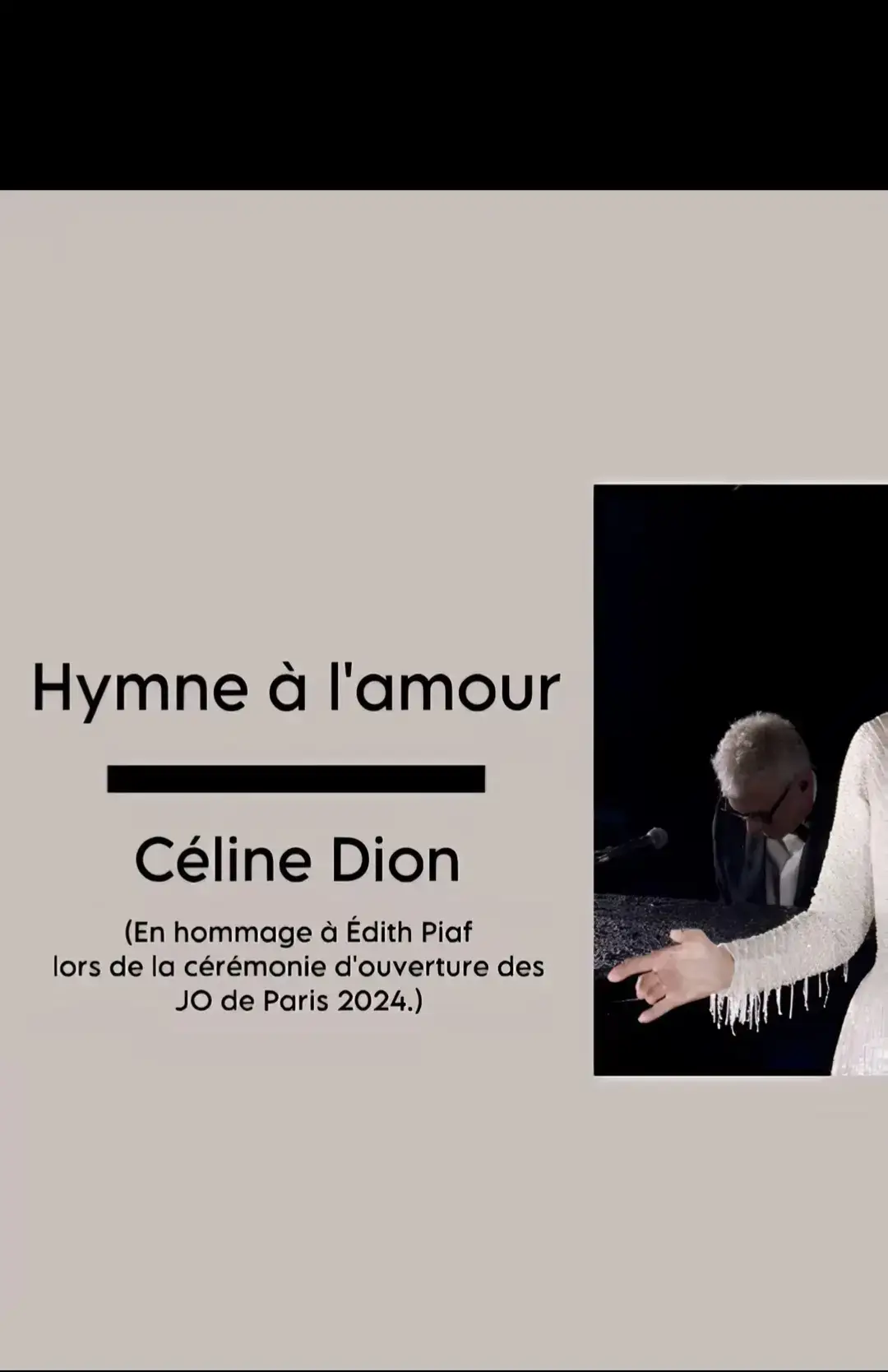 Céline Dion interprète L'hymne à l'amour lors de la cérémonie des JO de Paris 2024. #célinedion #ceremonieouverture #jo #paris2024 