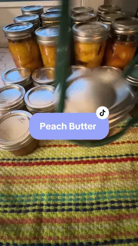 🍑Peach Butter 🍑 12-15 peaches scalded, peeled and pitted Blend to desired texture Honey Cinnamon Vanilla extract Sugar Cook on low in the crock pot for 6-8 hours Cook an additional hour with lid off for thicker cinsistency Place in jars and process in a hot water bath to seal  #canningtiktok #kitchen #masonjar #Recipe #canning #jar #pennsylvania #peach #peachbutter #fypシ゚viral #fyppppppppppppppppppppppp #homestead #slowliving #cookingathometiktoktv #cooking 