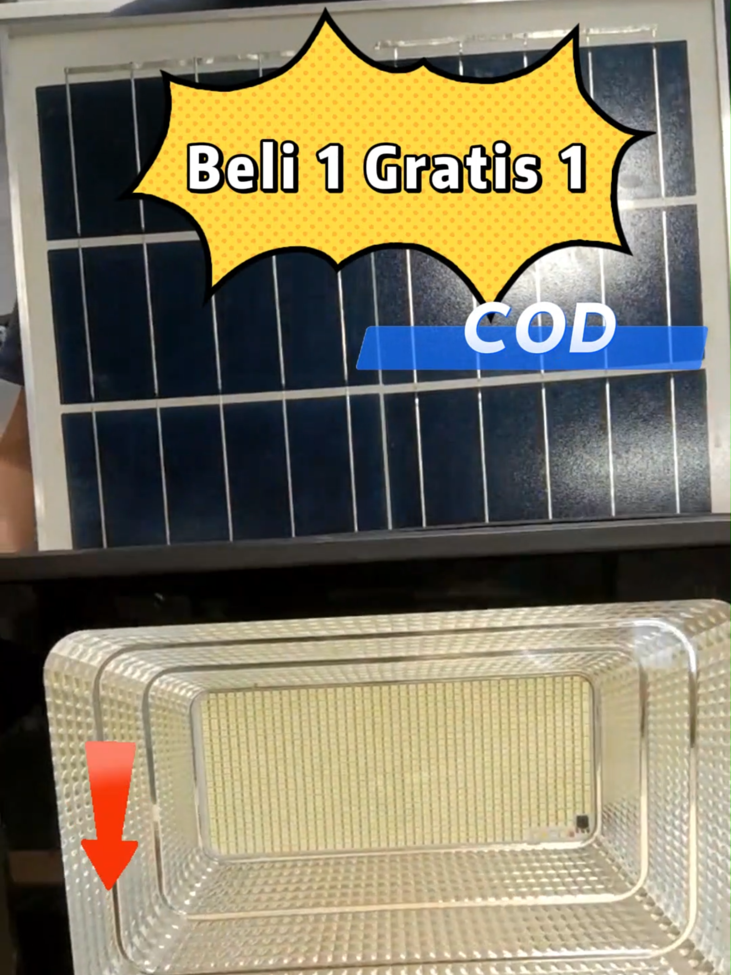 Lampu tenaga surya, pemasangannya sangat mudah, dapat menghemat biaya listrik selama 10 tahun.#lampu #lamputenagasurya #solar #light #cod #beli1gratis1 #outdoor #waterproof #tkkmall