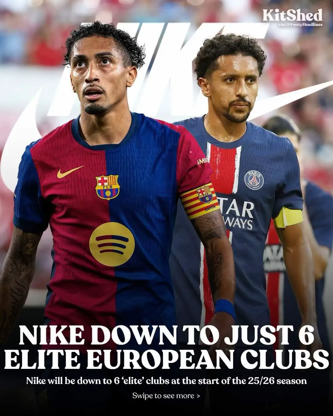 At the beginning of the 25/26 season, Nike will only making kits for 6 'Elite' European clubs 😮 Adidas are taking over football at the minute 🔥 #FootballShirts #FootballKits #LFC