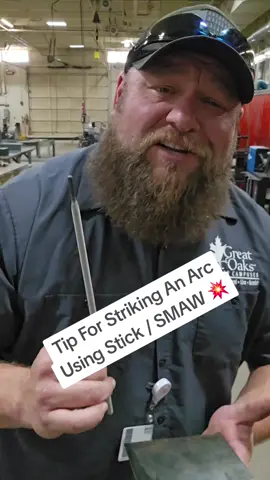 Tip for striking an Arc using stick / SMAW! #foryoupage #welding #welder #tips #tricks #teacher #careertech #education #weldernation #stickwelder 