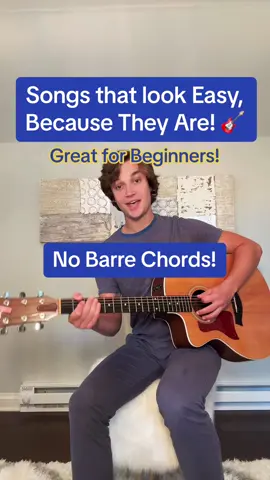 Songs that Look Easy, Because They Are! 🎸 #guitartok #guitartutorial #easyguitar #beginnerguitar #guitarlesson #musiciansoftiktok #acousticguitar #fyp #foryou