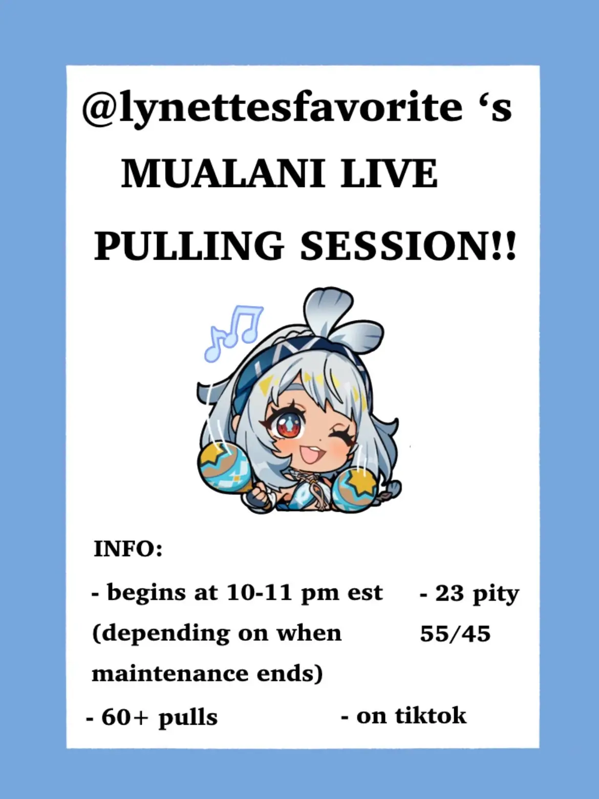 hope to see you all there!! <3 #genshin #GenshinImpact #mualani #livestream #genshinpulls #mualanipulls #mualanii #hydro #catalyst #natlan #ilovegenshin #pyro #fyp #foryou #foryoupage #fypage #invited #cantwait #soexcited 