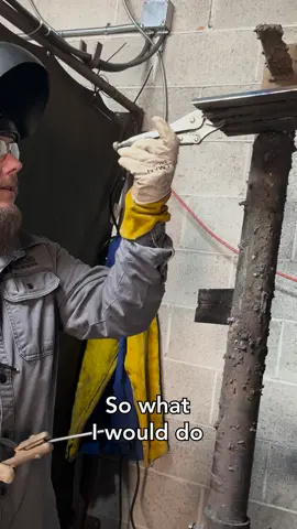 Instructor Tommy helps a student with SMAW 4G Overhead! Come learn the tools of a trade today at Arclabs! #welding #welder #weldingschool #tradeschool #fypage #students #instructor #welderup #trades #bluecollar