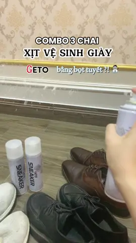 Combo 3 chai xịt vệ sinh giày bằng bọt tuyết giúp rút ngắn thời gian vệ sinh, tiết kiệm thời gian và chi phí, 1 chai dùng 10-15 lần ( thỳ theo độ bẩn của giày)  #xitvesinhgiay  #vesinhgiaysneaker  #binhxitbottuyet  #binhvesinhgiay  #tinireview #ngocthanhngo  #viral #thinhhanh 