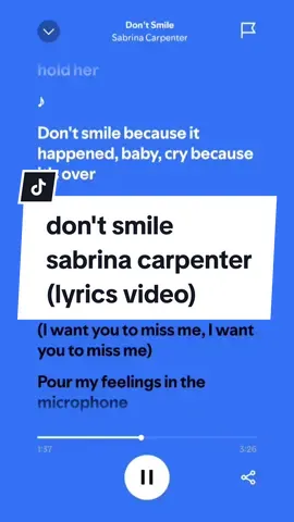 don't smile - sabrina carpenter (lyrics video) #shortnsweet #sabrinacarpenter #dontsmile 