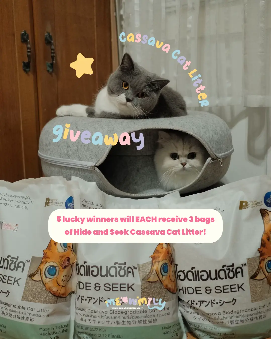 We hit 1 MILLION followers on TikTok, and to celebrate, we're giving away 15 Hide and Seek Cassava Cat Litter bags to our amazing furiends! 😽💗 #catsoftiktok #cattok #meowmily