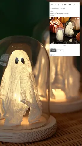Get the look-for-less with these adorable DIY light up ghosts! Using Mod Podge Stiffy and Apple Barrel paints recreate your own personalized Pottery Barn dupe. Add some fairy lights to brighten up the Halloween night! #PlaidCrafts #ModPodge #AppleBarrel #Halloween #Ghost 