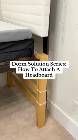 This method of attaching your headboard is super simple, affordable, and not time consuming at all! To read more on headboards, check out our article linked in the linktree in our bio😊#dormlife #college #collegeessentials #dormessentials #dormroom #dormsolution #collegeproblems 