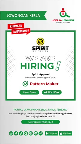 Info loker Jogja terbaru hari ini untuk posisi: PATTERN MAKER Share & ajak temenmu untuk bekerja 😁 Download aplikasi mobile Jogjalowker di Play Store / App Store untuk akses lebih mudah dan cepat (link di bio) 😍 #jogjalowker #loker #lowongankerjajogja #lokerjogja #lokersleman #lokerbantul #lokeryogyakarta #lokergunungkidul #lokerkulonprogo #lokerjogjaterbaru #jobfaireveryday 