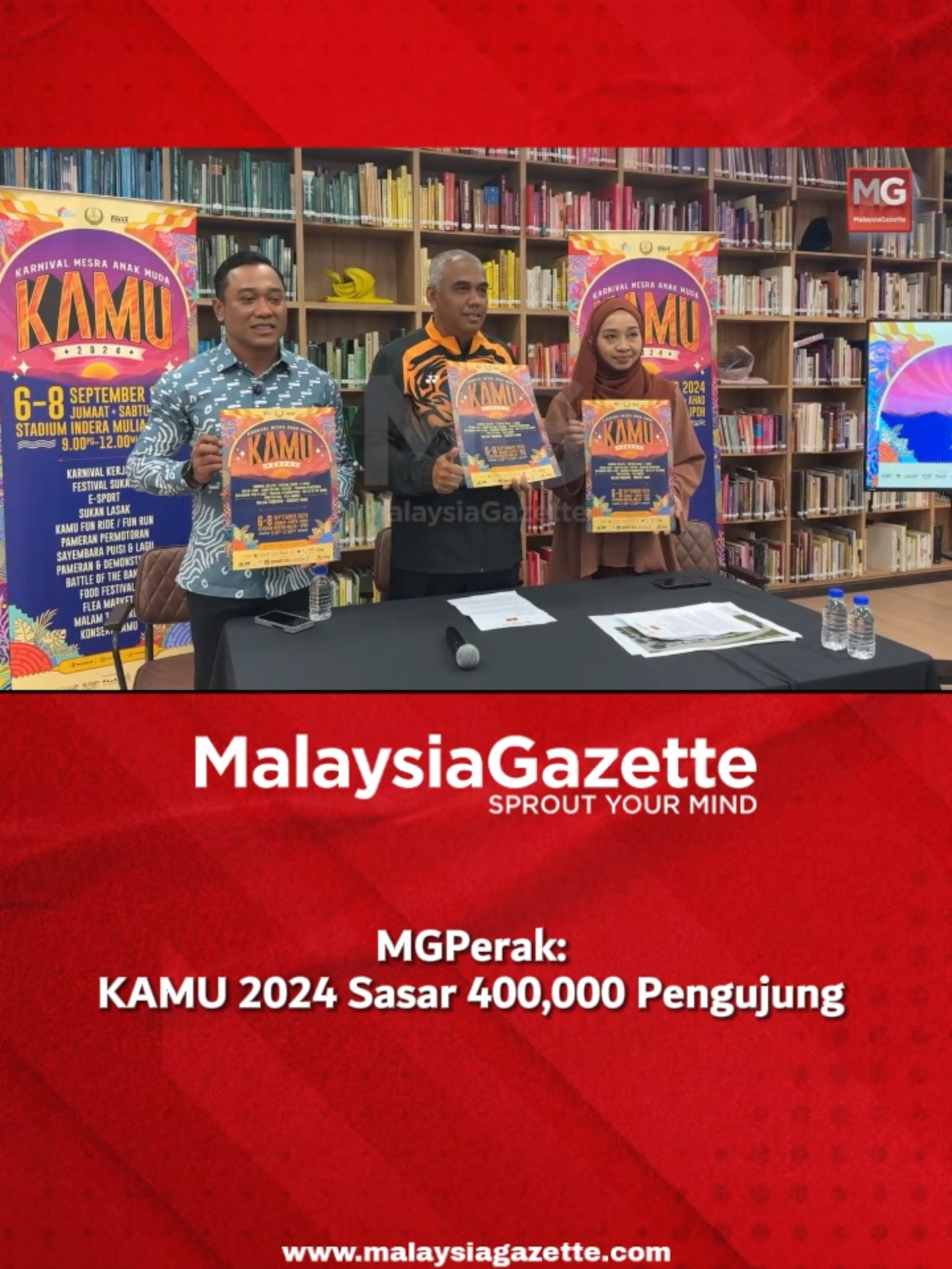 MGPerak: KAMU 2024 Sasar 400,000 Pengujung  Kerajaan Negeri Perak menyasarkan 400,000 pengunjung ke karnival yang mengangkat anak muda iaitu Karnival Mesra Anak Muda (KAMU) 2024. Exco Pendidikan, Pengajian Tinggi, Belia dan Sukan Perak, Khairudin Abu Hanipah berkata, karnival berkenaan akan berlangsung selama tiga hari bermula 6 September di Stadium Indera Mulia, dekat sini. Katanya, pelbagai acara telah disusun sepanjang penganjuran antaranya, Karnival Kerjaya, festival sukan, sukan elektronik (e-sukan), berbasikal, larian, pameran permotoran, demonstrasi, pertandingan kumpulan muzik, Malam Taqqarub, konsert serta jualan. - MGPerak  #malaysiagazetteperak #mgperak #KAMU2024