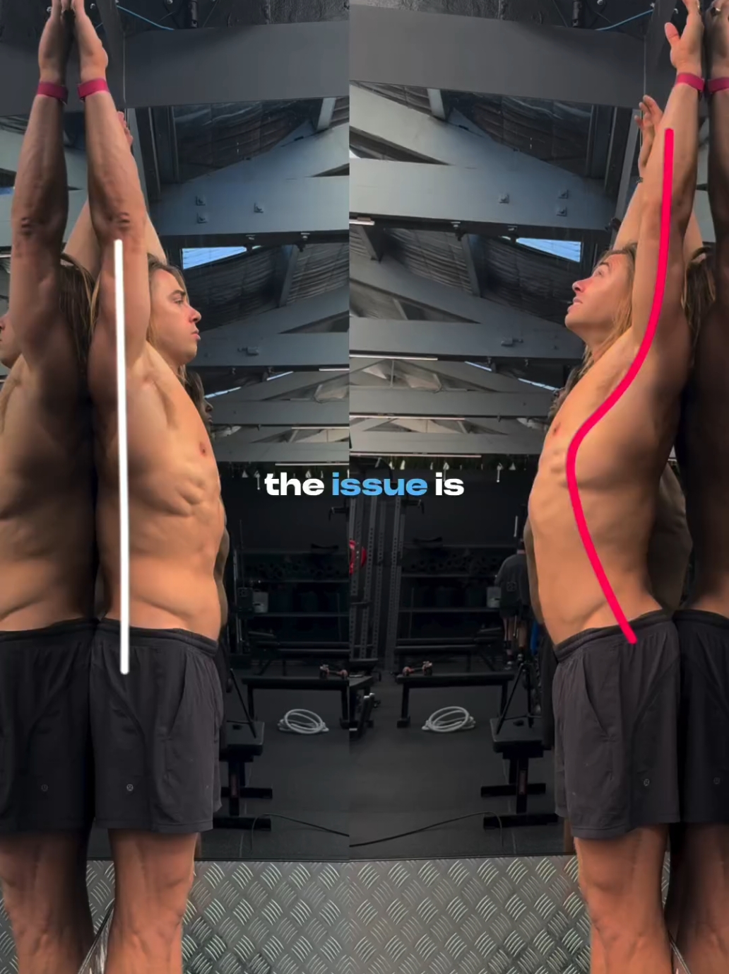 Your shoulders are not the problem, your thoracic and lats are the issue! ⬇️  If you can’t have your back flat against the wall with your arms over head touching the wall then you probably have tight lats and poor thoracic spine mobility… Try these to fix it! ⬇️  1. Cross bench thoracic hip thrusts with DB  2. Progress to weighted DB pullovers  Home alternatives ⬇️  3. Kneeling Wall thoracic arches 4. Foam roller sit-ups (hands on head) All of these exercises focus on opening the your tight lats (graphic & overlay) and improve spinal extension mobility (graphic of extention and arch - bridge overlay) Try these exercises this week and let me know how you go 💯  #mobility #posture #spine #thoracic  #spine #shoulder #tight #stiff #flexability 