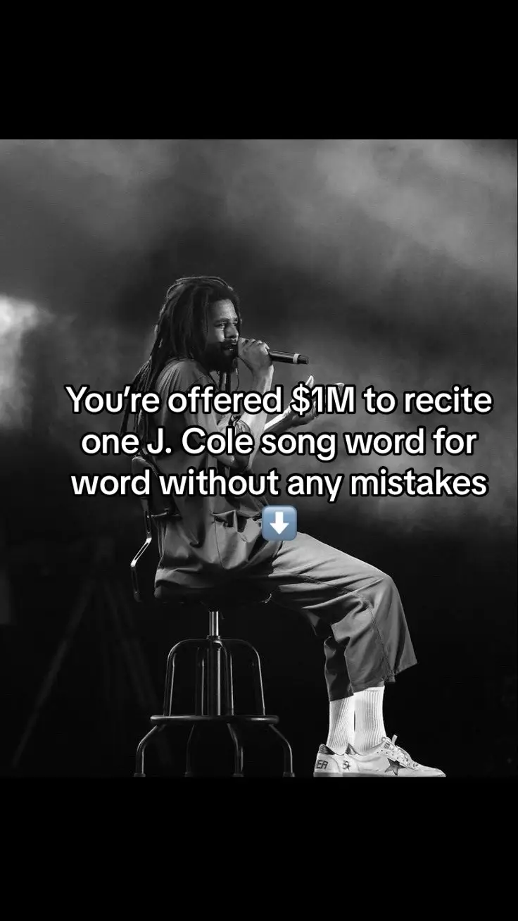 You’re offered $1M to recite one J. Cole song word for word without any mistakes ⬇️ #jcole #fyp #hiphop #dreamville 