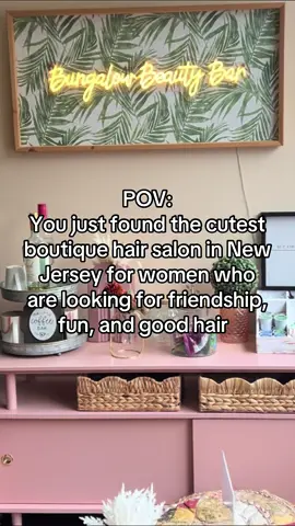 POV: You just found the cutest boutique hair salon in New Jersey for women who are looking for friendship, fun, and good hair.  Bungalow is more than a hair salon though, we are an open door one stop beauty boutique committed to cultivating relationships through beauty and good vibes!  Come see us.  🥰 #BestNewJerseyHairSalon #BungalowBeautyBar #BungalowBeautyBarAndBoutique #Boutique #RutherfordHairSalon #HairInspo #WeddingHair #NewJersey #NJHairSalon #BlondHairInspo #NewJerseyHairstylist #NJHairstylist #BestSalonsInNewJersey #Blonde #Highlights #Balayage #HairExtensions #Makeup #MakeupArtist #BungalowBabe #haircut #hairstylistappreciation #bergencountyhairstylist  #bergencountymoms 