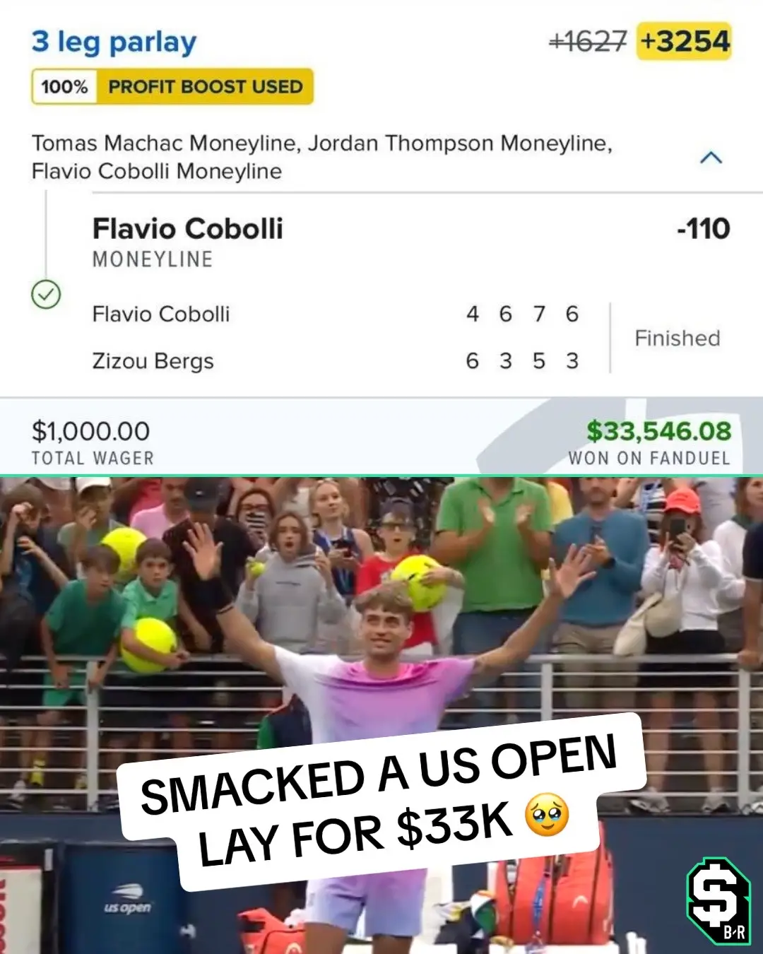 #USOpen #tennis #cobolli #machak #jordanthompson #usopentenni  (via fanjuicedfs/x @FanDuel Sportsbook)