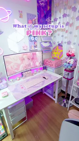 What if my gaming setup is pink instead of purple? #GamingSetup #GamerGirl #fyp #foryou #cozygamer 
