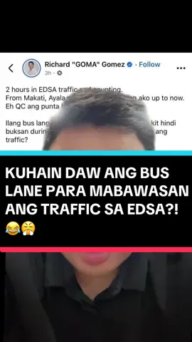 Kuhain daw ang BUS LANE sa EDSA para MABAWASAN ang TRAFFIC?! 😂😤 #fyp #fypシ #fypシ゚viral #EDSA #metromanila #traffic #provincialrate #minimumwage #RA6727 #richardgomez 