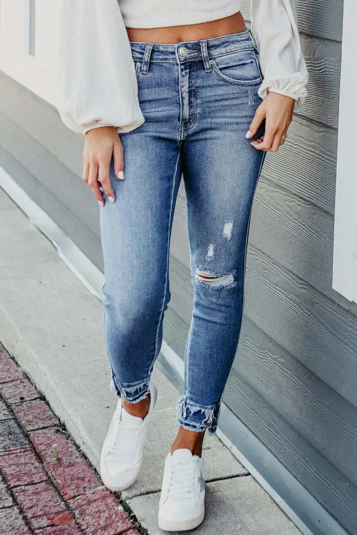 🔥Get ready to elevate your denim game with our Light Blue Distressed Frayed Ankle Skinny Jeans! 💙 These must-have jeans are the perfect mix of edgy and chic, and are now available for only R849.00! 💸 Don't miss out on this steal, grab yours now! 💁‍♀️ #denimlove #distressedjeans #skinnyjeans #frayedankle #fashionista #trendy #affordablestyle #musthave #springfashion #OOTD #shopnow Shop Now https://www.theperfecttouch.co.za/products/light-blue-distressed-frayed-ankle-skinny-jeans