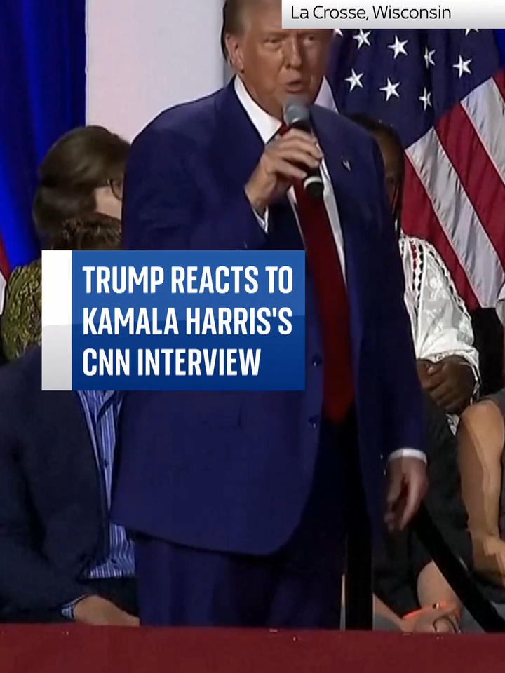 Donald Trump reacts to Kamala Harris' first TV interview as Democrat nominee.  Trump made the comments at a town hall moderated by Tulsi Gabbard while on the campaign trail in Wisconsin. #DonaldTrump #KamalaHarris #Democrats #Republicans