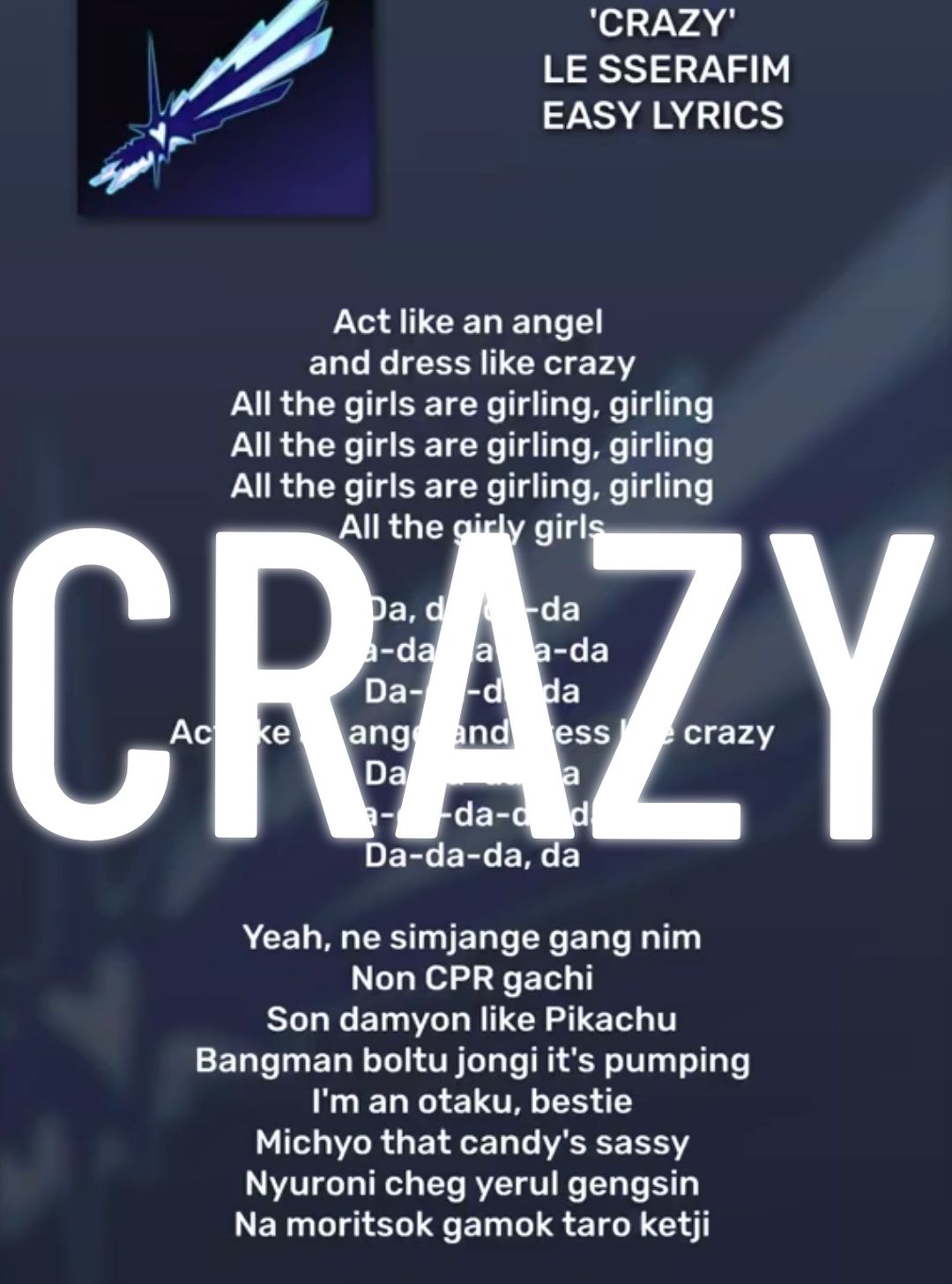 Crazy, easy lyrics  #lesserafim #crazy 