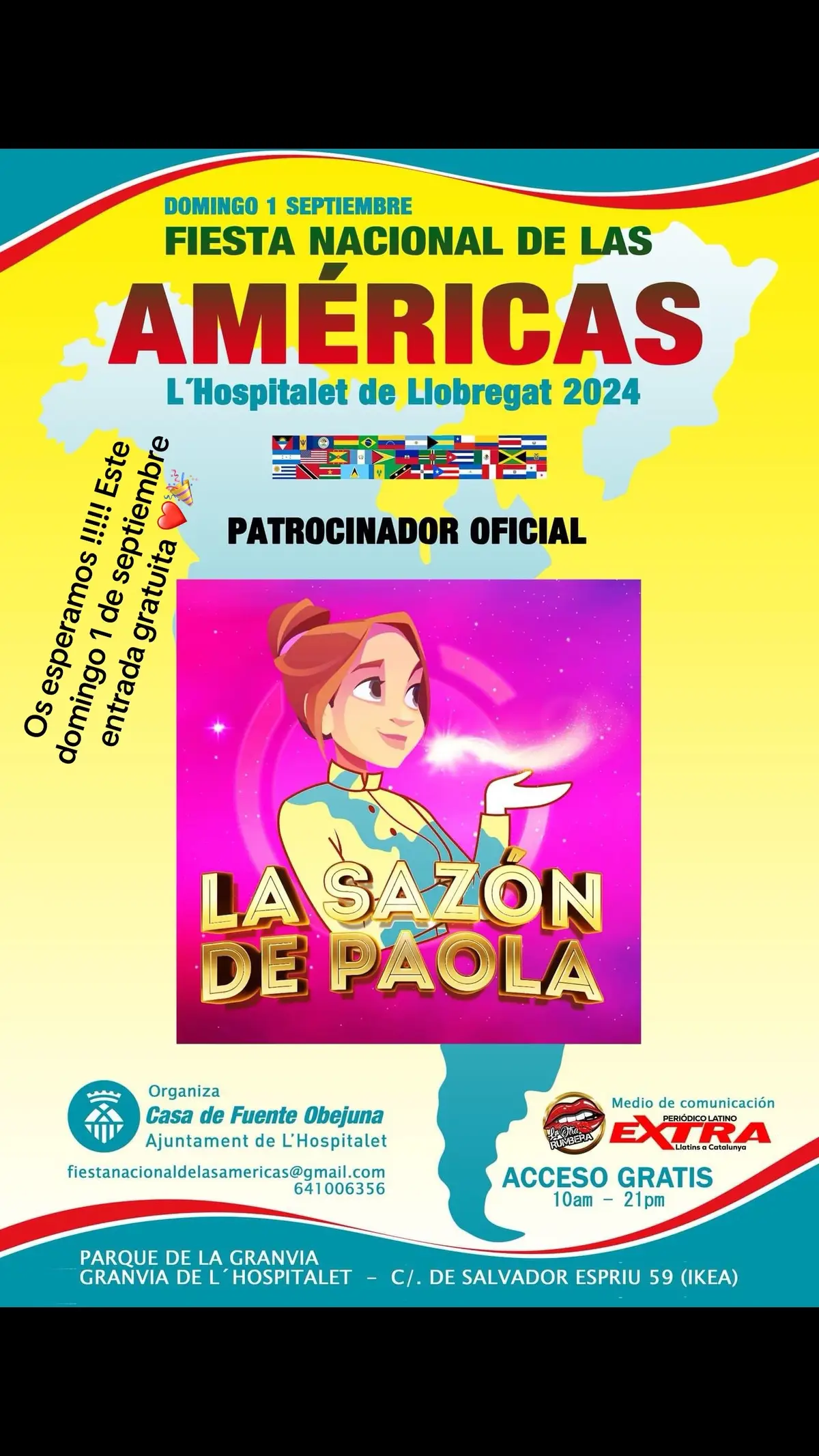 Os espersmos en L’hospitalet gran via. Entrada GRATUITA venir con toda  tu familia a disfrutar!!!  Estaran muchos artistas #ecuador #honduras🇭🇳 #venezuela🇻🇪     #españa🇪🇸#colombia🇨🇴  #bolivia🇧🇴   #estadosunidos🇺🇸  #paraguay🇵🇾  