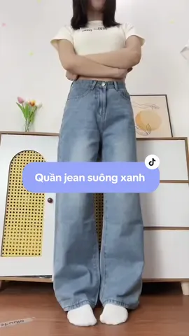 Quần jean suông rộng nữ màu xanh nhạt #quanjeannu #xuhuongtiktok #trending 