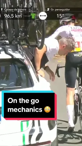 MIND YOUR FINGERS 😮 Pavel Sivakov gets some on the go mechanics 👏 #roadcycling #cycling #LaVuelta24