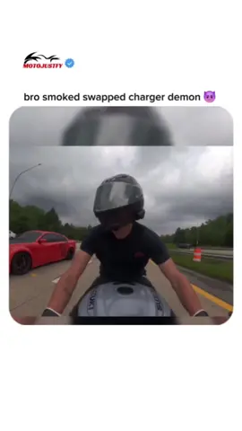 Bro smoked swapped charger demon 😈  🏍 @that7fitty . #fyp #MoroJustFY #sportbike #motorcycle #dodgecharger #dodgedemon #race 