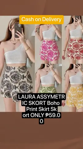 LAURA ASSYMETRIC SKORT Boho Print Skirt Skort ONLY ₱59.00 #nicecottonmaterial #toprated #bestseller #priceless #cashondelivery 